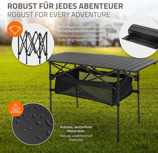 Kampeertafel 118x55x64,5 cm zwart aluminium Hauki — afbeelding 4