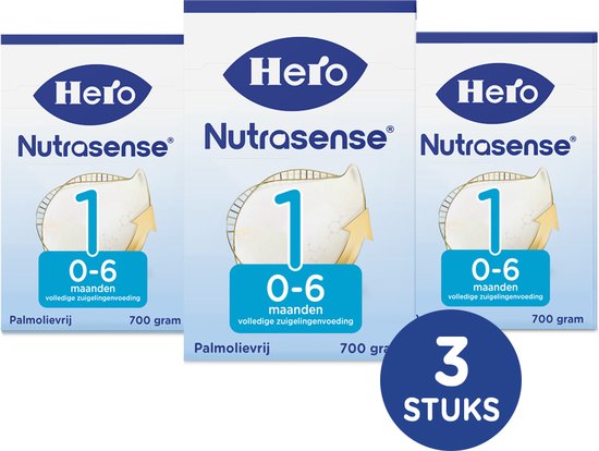 Foto: Hero baby nutrasense zuigelingenvoeding classic 1 0 6 maanden flesvoeding met melkvet palmolievrij 3 x 700gr