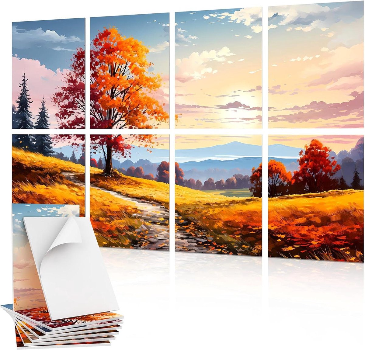 8-pak kunst akoestisch paneel 40 * 30 * 0.9cm geluidsabsorberende panelen - Esdoorn design - voor opnamestudio kantoor thuis acoustic panels