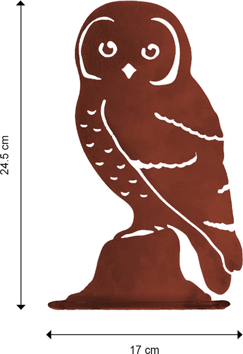 Capra Design | Uil | Roestkleurig | Cortenstaal | Tuindecoratie | Hibou | Decoratief | Industrieel | Owl | 25 cm