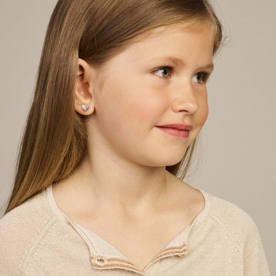 Yep! Clips d'oreilles Coeur Émail et Zircone - Argent