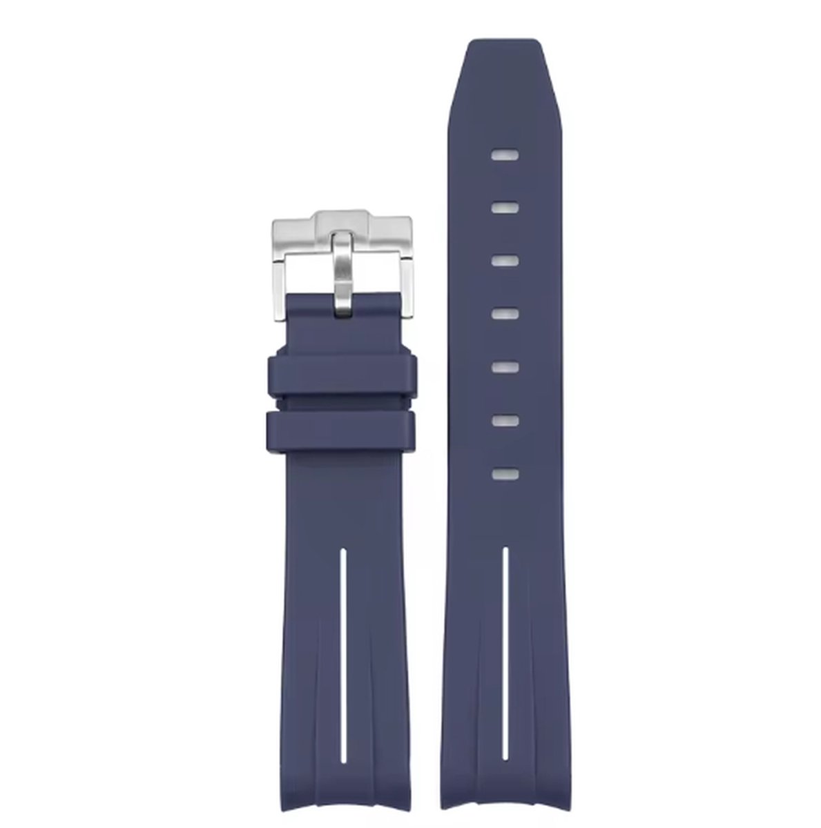 Bandje voor Omega x Swatch MoonSwatch Mission on Earth - Rolex Horloge - SEIKO Horloge - 20mm - Zacht Rubber - Blauw met Witte Streep