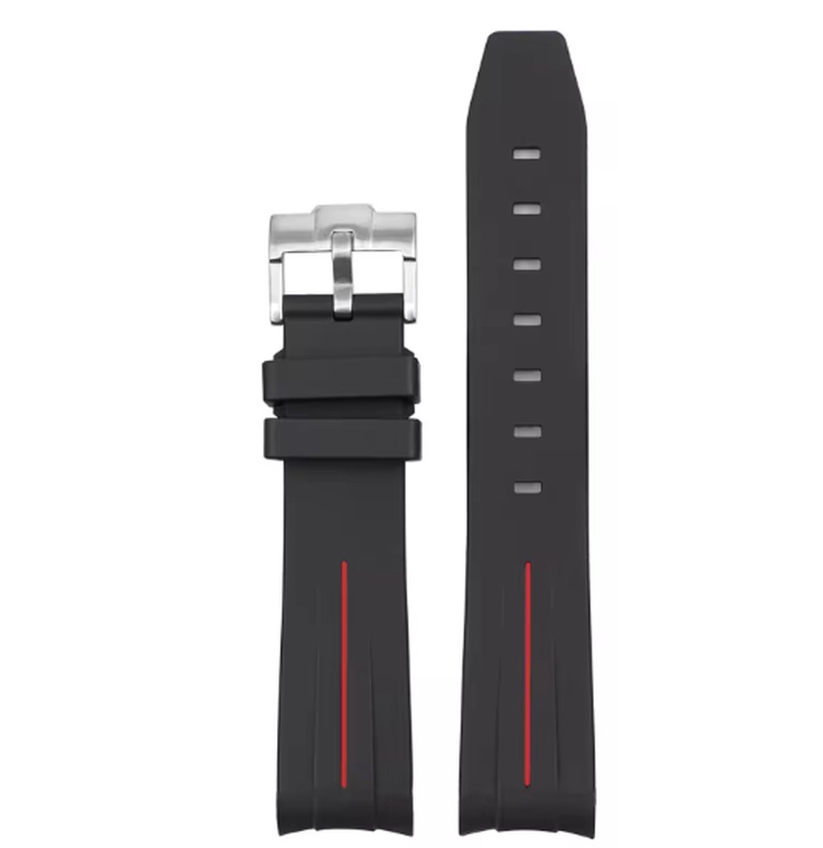 Bandje voor Omega x Swatch MoonSwatch Mission on Earth - Rolex Horloge - SEIKO Horloge - 20mm - Zacht Rubber - Zwart met Rode streep