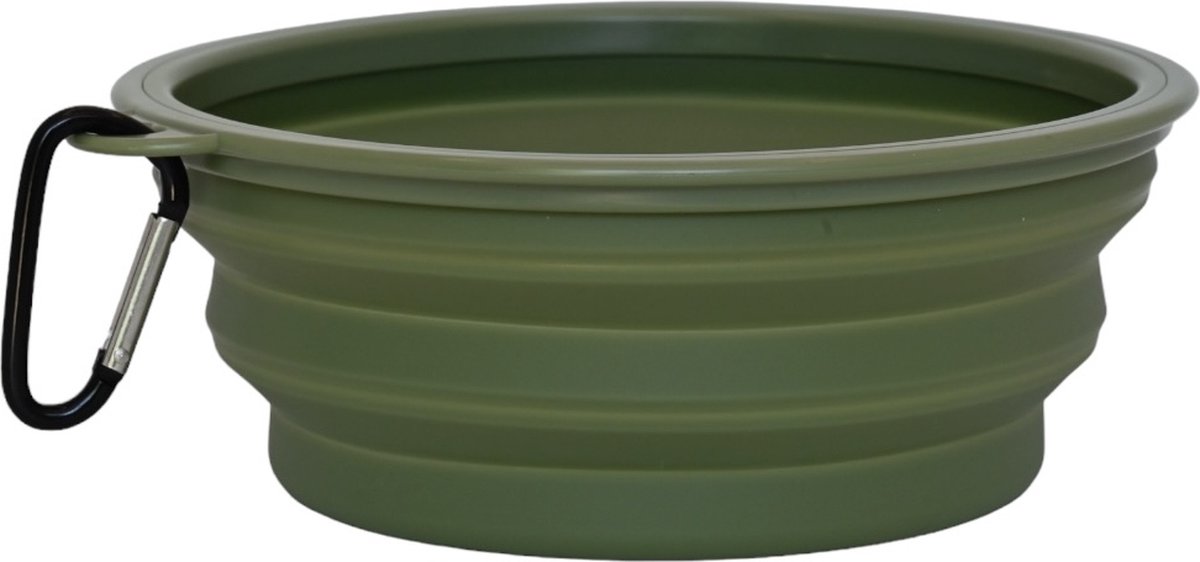 Bol.com Trimmi voer/waterbak voor onderweg - Drinkbak hond - waterbak hond opvouwbaar - voerbak hond - groen - 350 ML aanbieding
