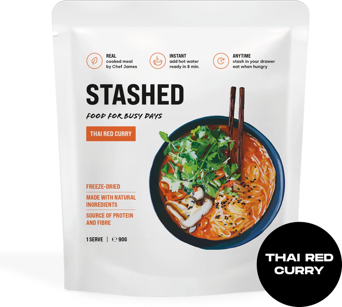 Goedkoopste Stashed Thaise Rode Curry - Maaltijdvervanger - Adventure food - Kipnoedels - Instant Bereiding - Geen Conserveermiddelen - Vriesdroogmaaltijd - Eenpersoonsmaaltijd