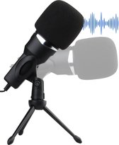 Bol.com Vivid Green USB Microfoon met standaard - Gaming - Podcast - Voor Pc en console - Standaard - Incl. Plopkap - Zwart aanbieding