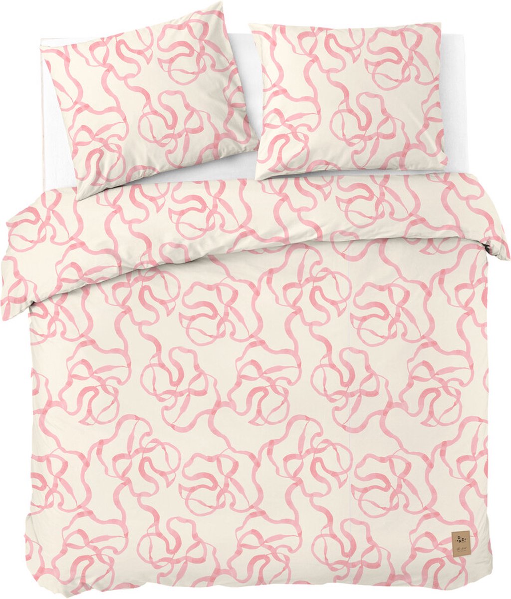 Dindi Home Dekbedovertrek Pink Party - 200x220 - 100% katoen - Off White / Roze