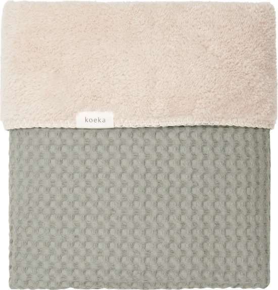 Koeka Baby dekentje wieg wafel teddy Oslo - groen/zand - 75x100cm