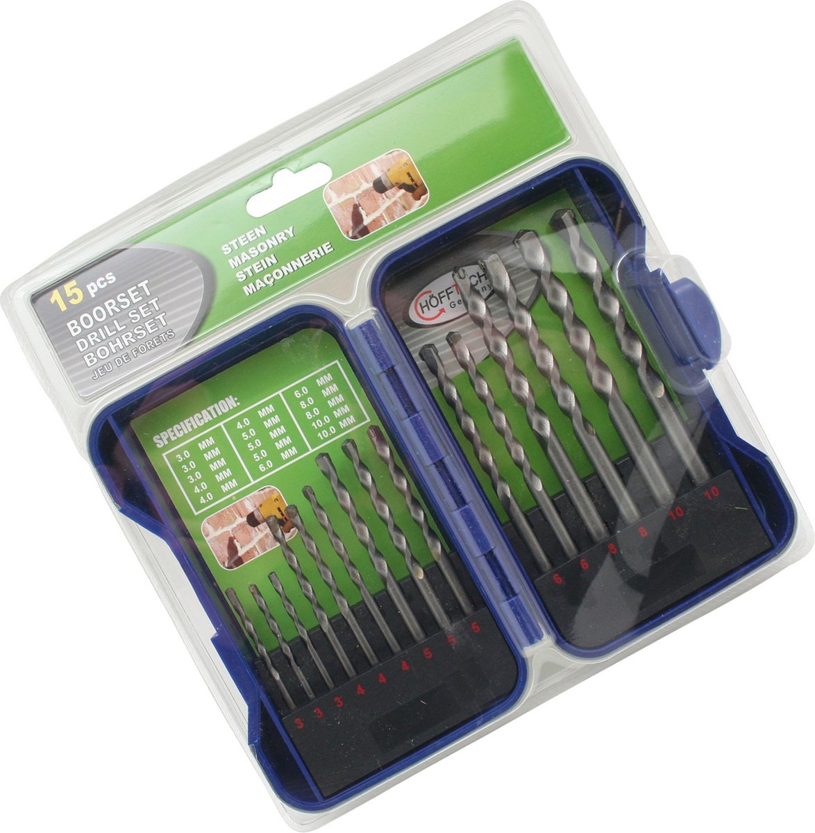 Wood Tools & Deco Set van 15 steenboren in doosje
