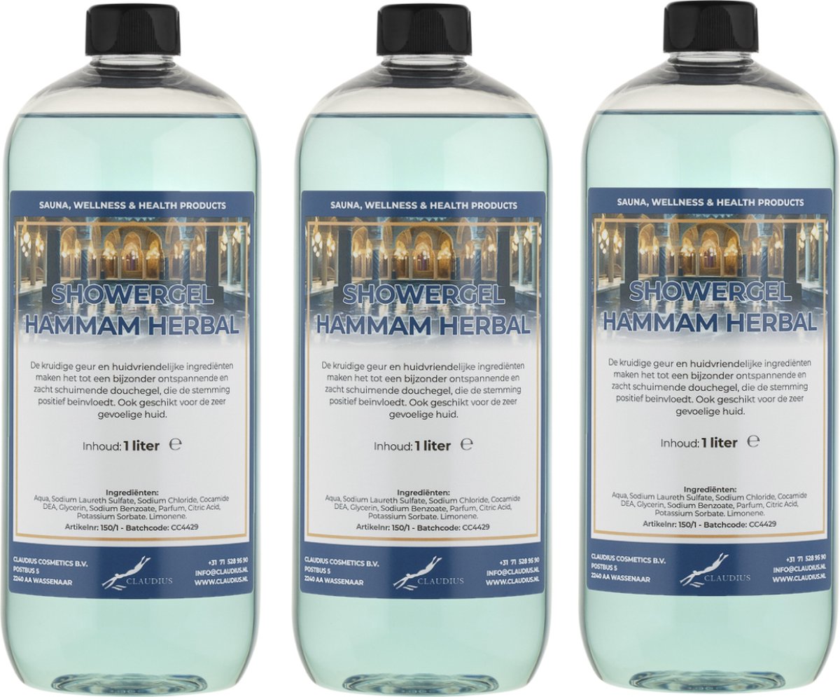 Goedkoopste Douchegel Hammam Herbal 1 liter - set van 3 stuks - showergel