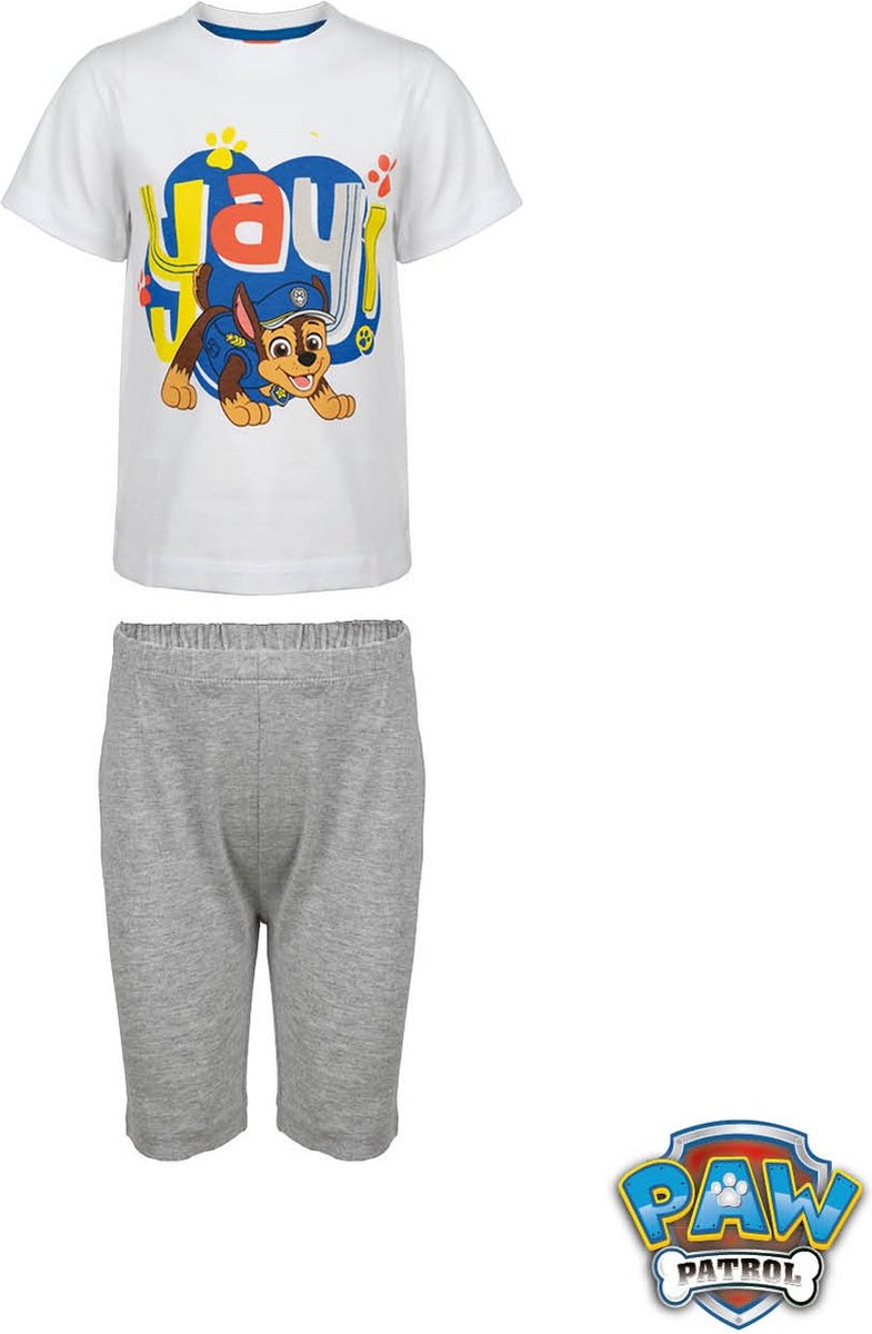 PAW Patrol shortama - Maat 98/104 - grijs met wit - Chase pyjama
