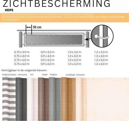 Brixy Uittrekbaar Windscherm - 300 x 140 cm - Uitschuifbaar - Oprolbaar