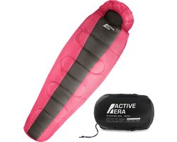 Active Era Professional Premium Slaapzak – 300 GSM Vulling en Waterafstotend – Mummieslaapzak met Binnenzak – 4 Seizoenen voor Kamperen, Camping, Backpacken, Hiken, Festivals, Logeren, Buitenhuis – Volwassenen & Kinderen – 220x80cm – Roze