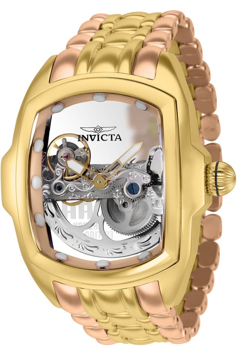 Invicta Lupah 36419 Heren Horloge - Waterdicht - Analoog - Automatisch Uurwerk - Roestvrij Staal met rosegouden Wijzerplaat -