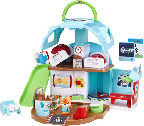 Klorofil speelset het Ziekenhuis - Poppenhuis - Met poppetje Foxy & 7 Accessoires - Vanaf 18 maanden