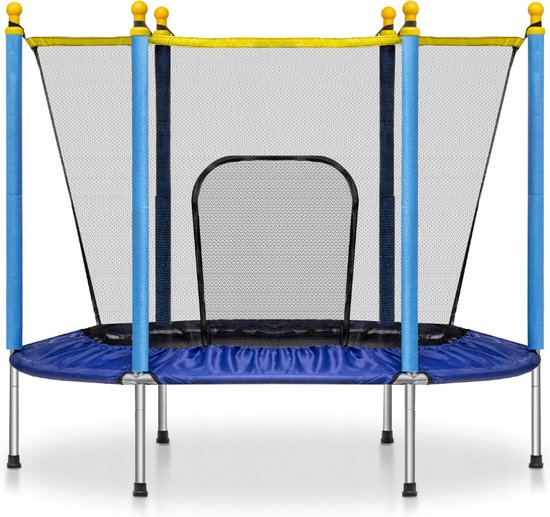 Viking Sports - Trampoline met net - Ø 140 cm - tot 45 kg - blauw geel