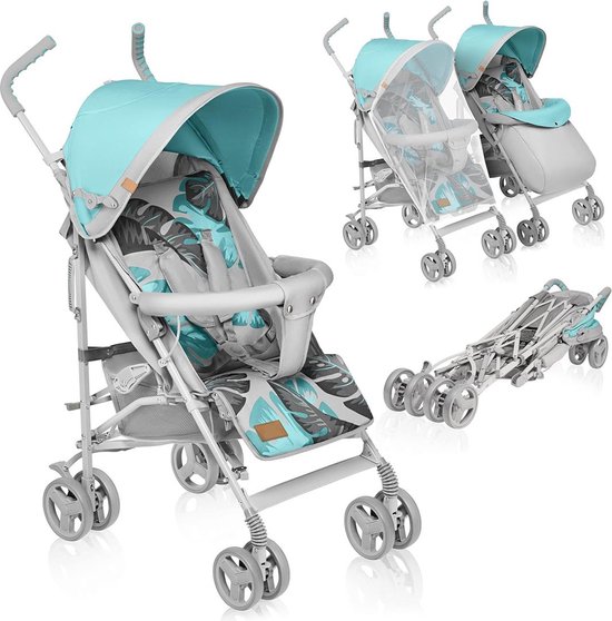 MKSS® Buggy - Kinderwagen - Wandelwagen - Plooibuggy - Grijs met Blauw