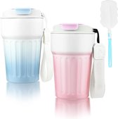 2 pièces tasse à café thermique de 400 ml pour emporter, tasse isolée étanche à base antidérapante en acier inoxydable étanche, tasse de voyage en acier inoxydable avec couverture