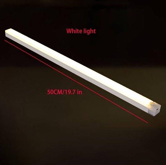 LED Lamp Met Bewegingssensor - 21CM - Wit Licht - USB Oplaadbaar Kastlamp Keukenlamp Nachtlamp Garagelamp Draadloos