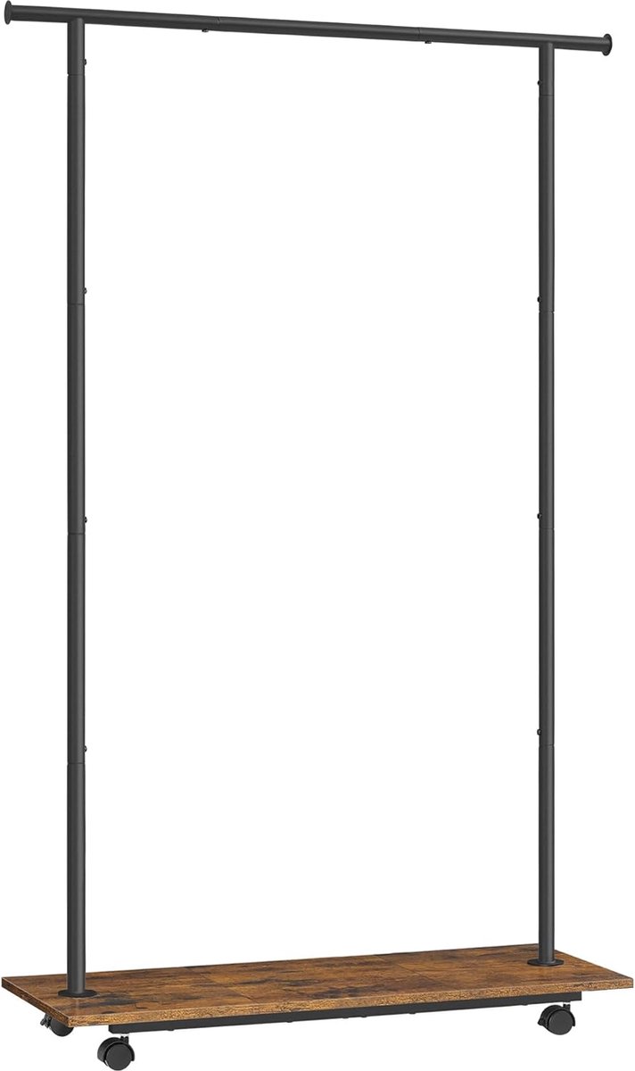 FurnStar - Kledingrek - Kledinghangers - Kledingrek op Wieltjes - Kledingrek Metaal - 35 x 98,5 x 160,3 cm - Kledingrek Zwart