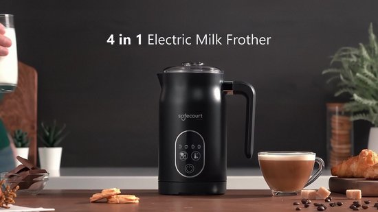 Safecourt Kitchen Glazen Melkopschuimer - Elektrische melkopschuimer - Glazen kan & PFAS-vrij - Vaatwasserbestendig - Beige MF700-BE - Vergelijk prijzen