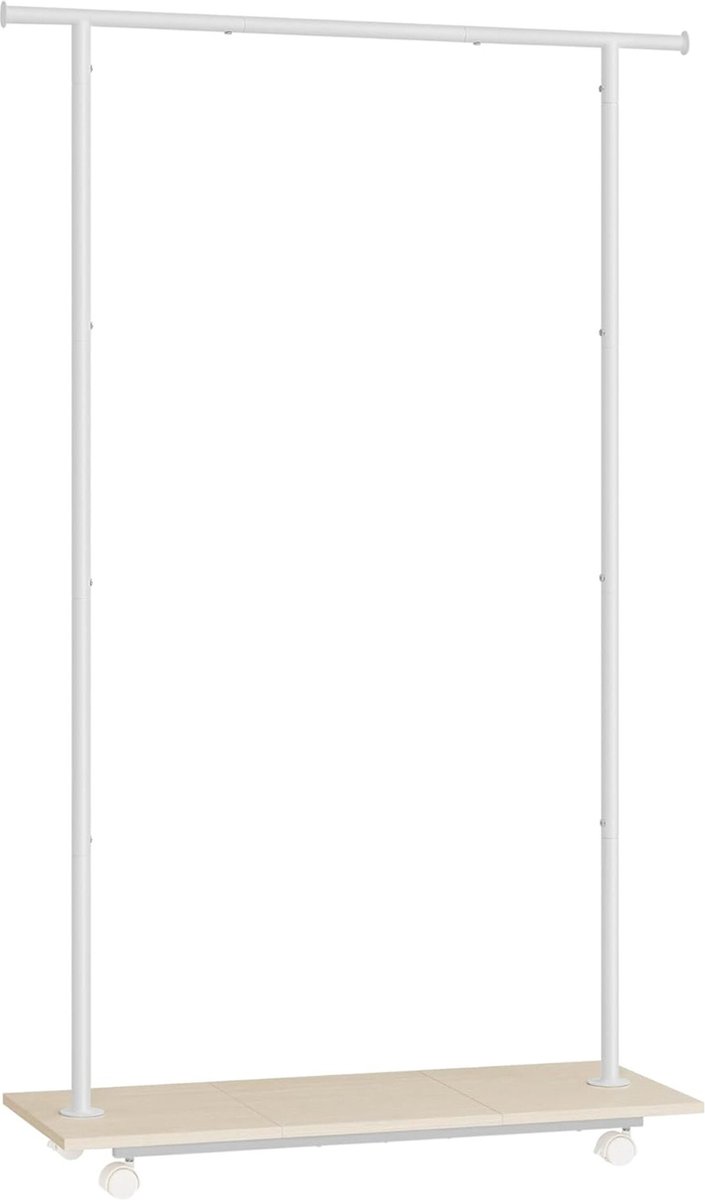 FurnStar - Kapstok - Kapstok Staand - Kapstokken - Kledinghangers - Kledingrek op Wieltjes - Kledingrek Metaal - 35 x 98,5 x 160,3 cm - Kledingrek Wit