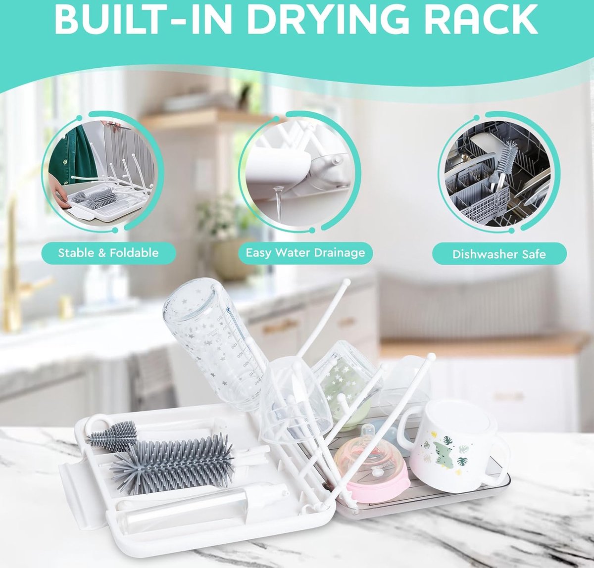 Brosse De Nettoyage Biberons CZAYEFNH - Ensemble 7 Pièces Multifonction Pour Bouteilles Et Sucettes