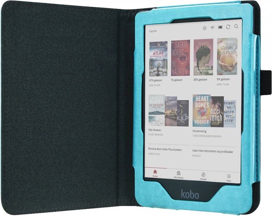 Hoesje geschikt voor Kobo Clara Colour / BW - Book Case Premium Sleep Cover Leer Hoes met Auto/Wake Functie - Blauw van mumbi — afbeelding 2