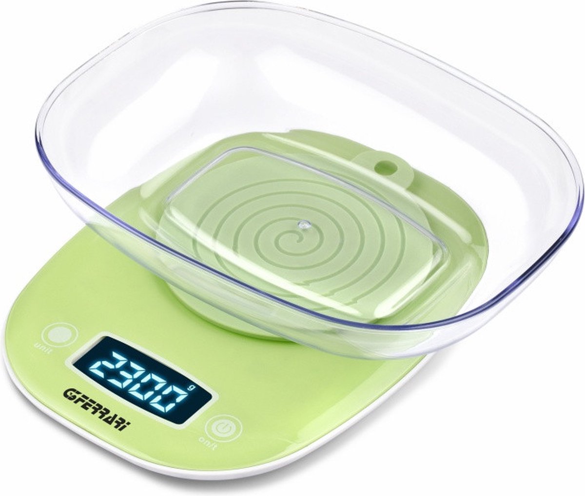 G3 Ferrari Wendy – Digitale Keukenweegschaal met Kom – Max. 5 kg – LCD Display – Tare Functie – g/kg/oz/lb – Automatische Uitschakeling – Groen