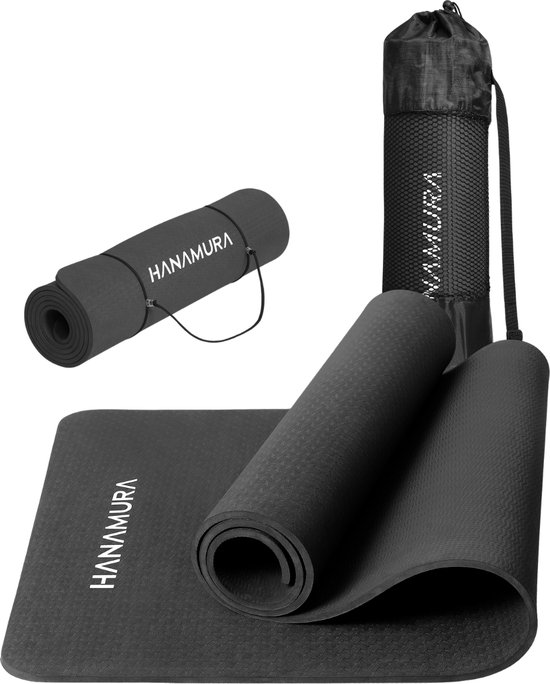 Hanamura Active Yoga Mat - Inclusief draagbare opbergtas & strap - TPE Materiaal - Milieuvriendelijk - 183x61 - 8 mm dik