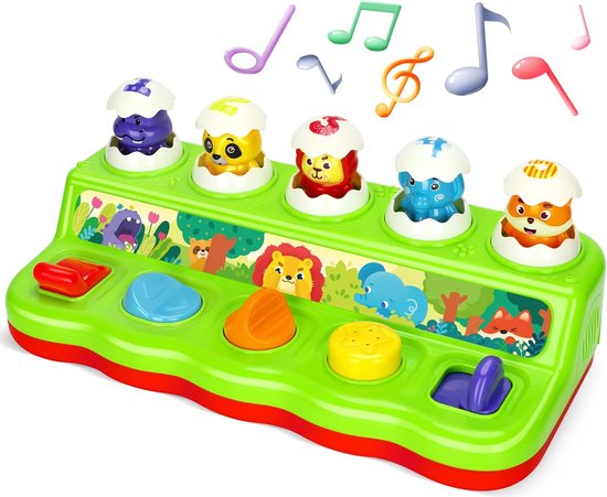 Montessori Babyspeelgoed vanaf 1 jaar, pop-up babyspeelgoed vanaf 12 maanden, oorzaak en gevolg, speelgoed voor baby's met muziek, Montessori-speelgoed, cadeaus voor meisjes en jongens