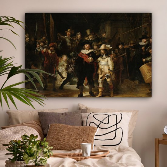 Peinture sur Toile La Ronde de Nuit - Art - Maîtres Anciens - Rembrandt - 150x100 cm - Décoration murale