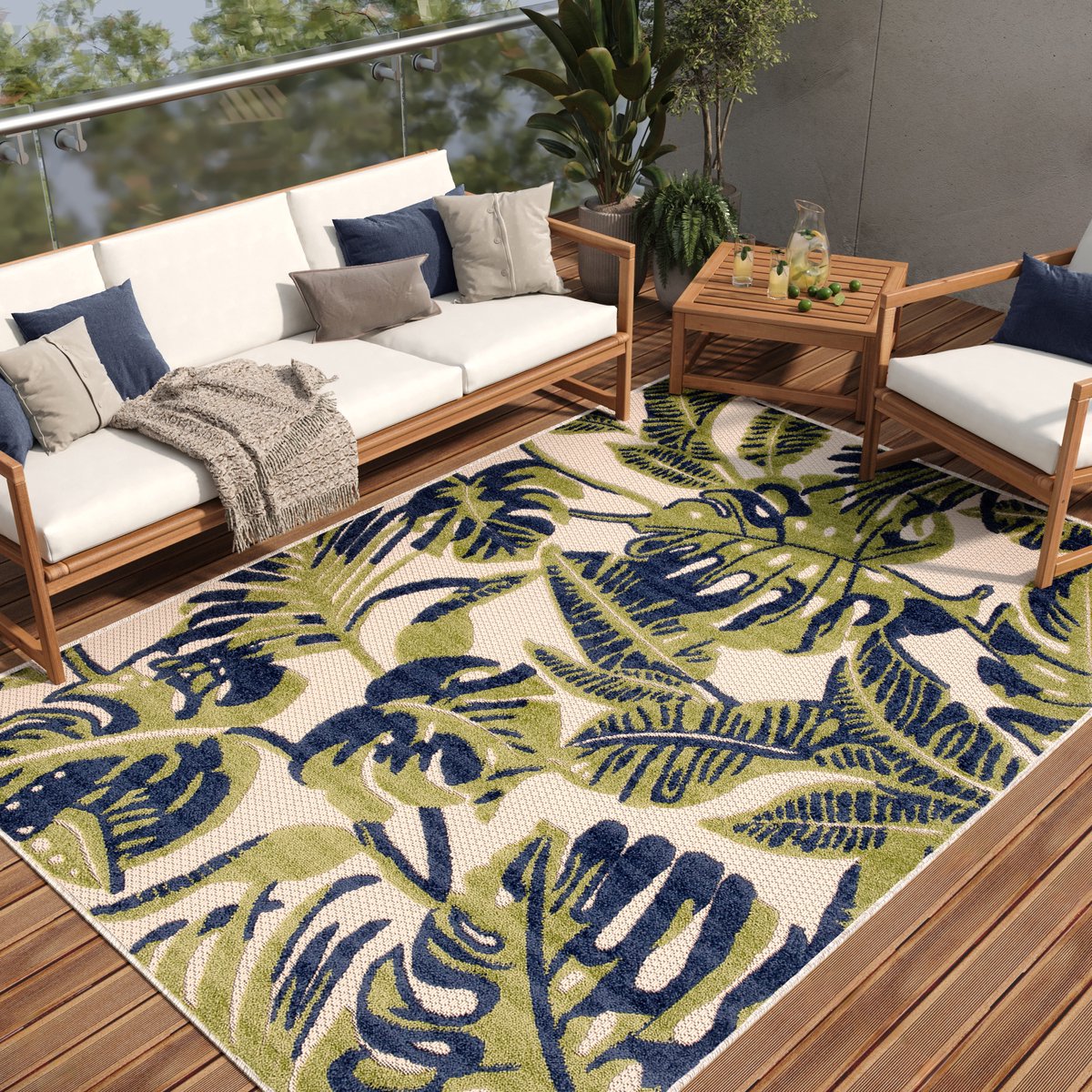Tapiso Patio Indoor Tapijt Groen Tuintapijt Buitenkleed Buiten Outdoor Modern Maat- 140x200 Kleurrijk 2