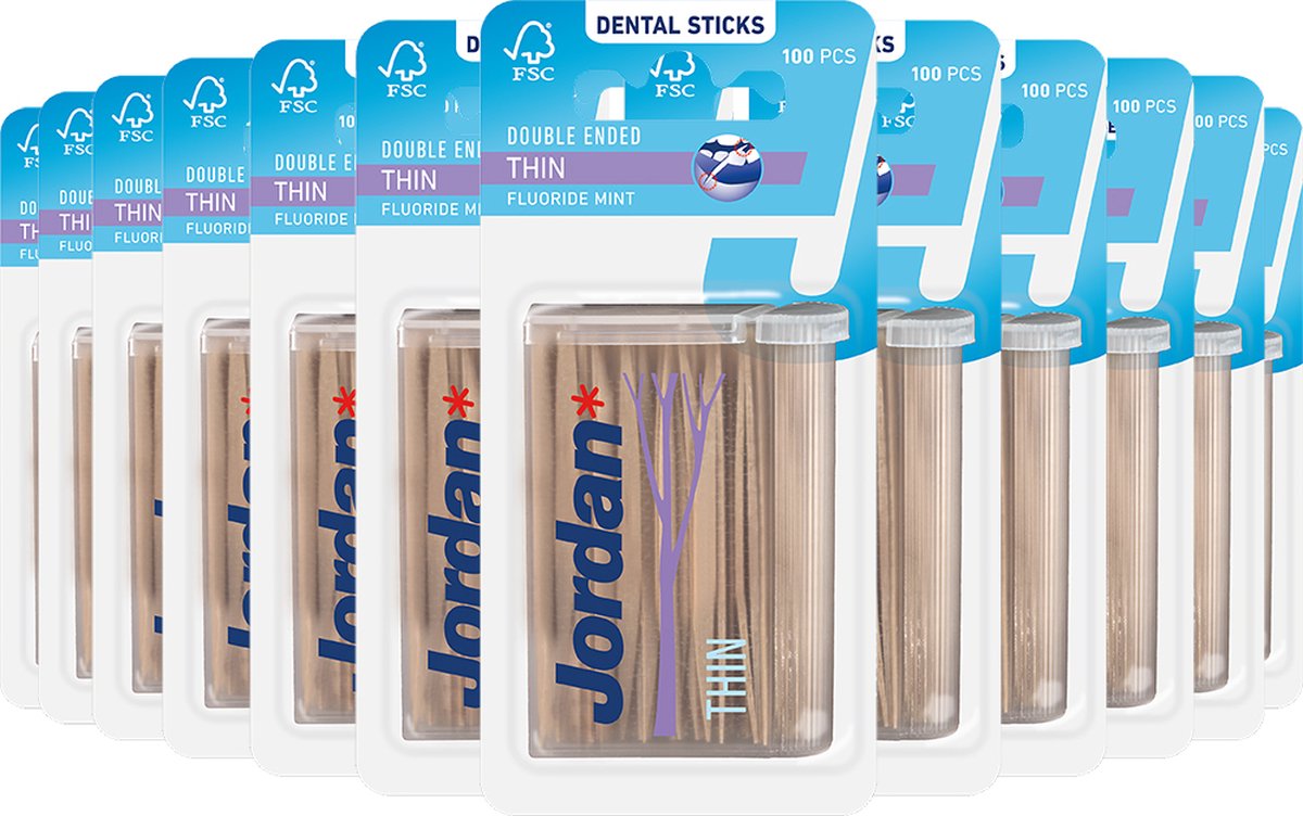 12x Jordan Tandenstokers Double Ended Thin 100 stuks