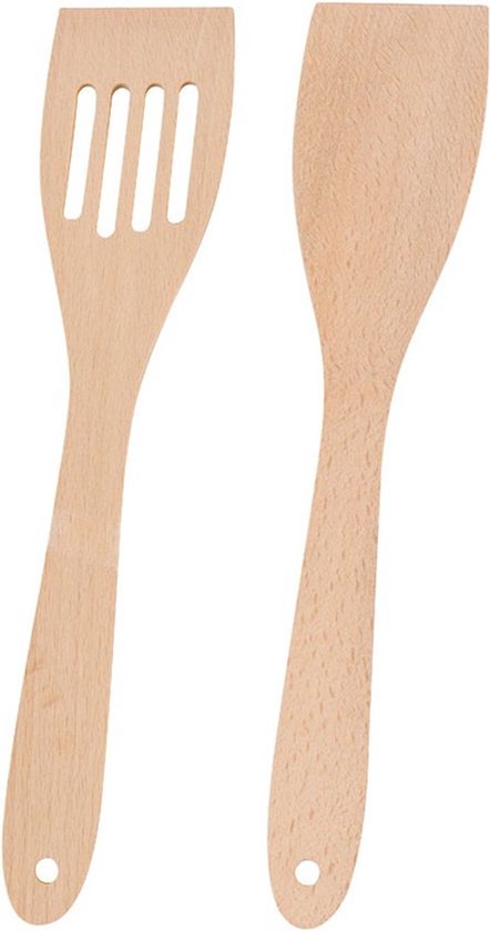 2 x Set van 2 stuks Houten Spatel Set - Spatelset 2 delig - Bamboe Keukenlepels - 30cm - Keukengerei