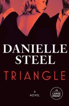 Boekomslag van Danielle Steel's Triangle, met twee mannen en een vrouw in rood en zwart.