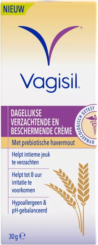 Vagisil® Crème 30g - Bij Vaginale Jeuk of Irritatie - Verzacht en Beschermt de Gevoelige Huid - Helpt tegen Jeuk en Droogheid - Vocht Crème - Gynaecologisch Getest - Hypoallergeen - pH Neutraal - Vrij van Parabenen - Milde en Goed Smeerbare Crème