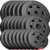 Hop-Sport 60 kg Halterschijven Set, Kunststof, 30 mm boring, Gewichtsschijven voor effectieve training in je Homegym, Gewichten 6x5 kg, 8x2,5 kg, 8x1,25 kg