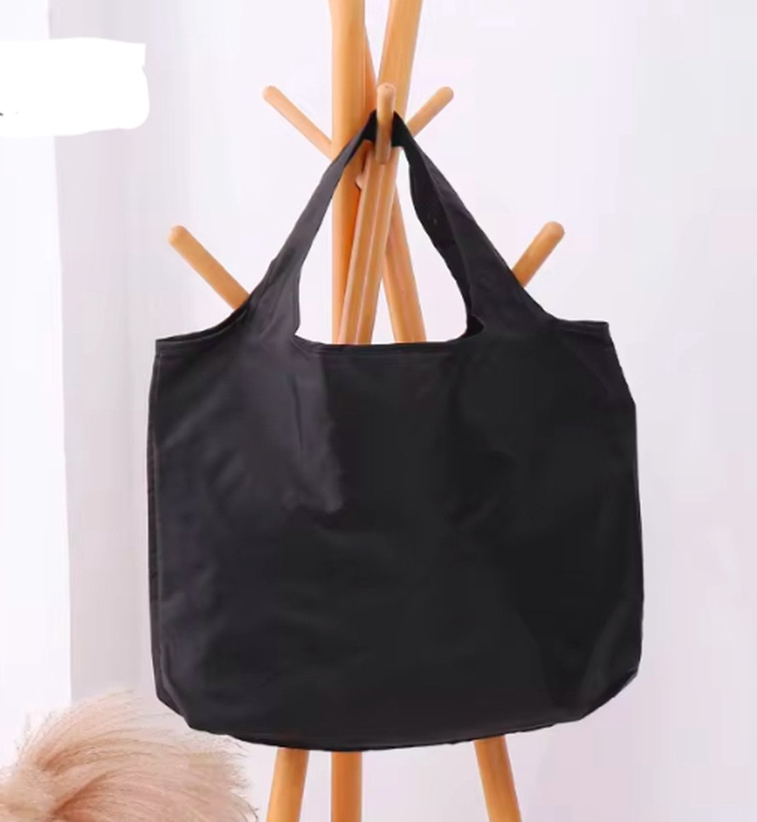 boodschappentas, Shopper strandtas herbruikbaar en opvouwbaar groot formaat kleur zwart