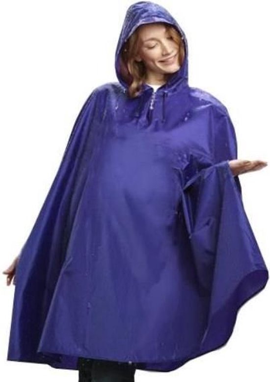 Foto: Regen poncho unisex fietsponcho dames heren waterdicht festival blauw