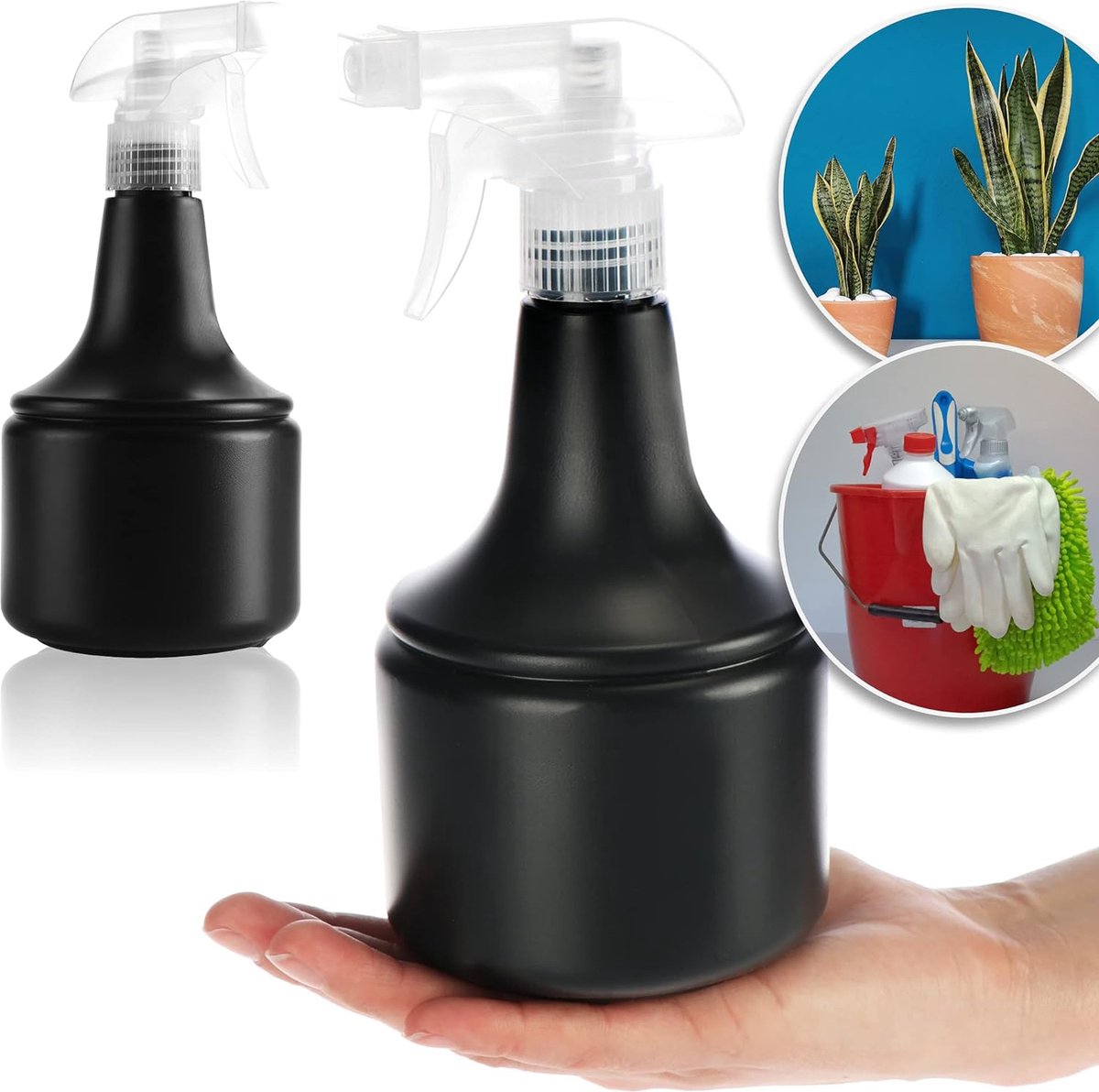 3x bloemenspuit - sproeifles voor het bewateren van planten - waterspuitfles voor waterverneveling en ongediertebestrijding (3 stuks 0,6L antraciet)