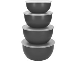 Mengkom met deksel, 4 delige set, Kunststof, Grijs - KitchenAid