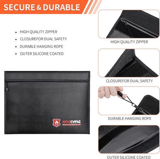Boite A Feu Organisateur De Fichiers, Sac De Document Ignifuge Portable Robuste Imperméable à L'Eau Pour La Maison Pour Voyage Pour Bureau Argent Boite Anti Feu