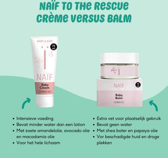 Naïf - Baby Crème - Voordeelset – Baby & Kids – Droge & Gevoelige Huid – Natuurlijke Ingrediënten – 2x75ml
