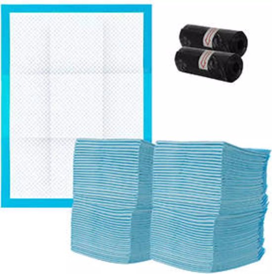 Tapis d'apprentissage - chien d'apprentissage de la propreté - 45x33 cm - bleu - paquet de 100