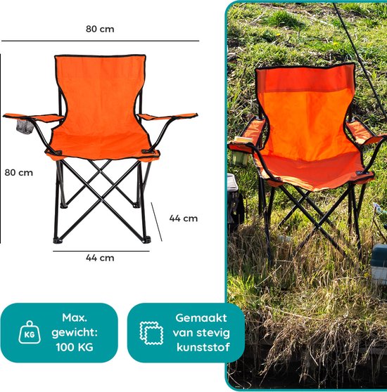 EASTWALL Opvouwbare Kampeerstoel Oranje - Visstoel - EK 2024 stoel - Campingstoel met bekerhouder - Tuinstoel - Oranje stoel - Max 100 kg van EASTWALL — afbeelding 5