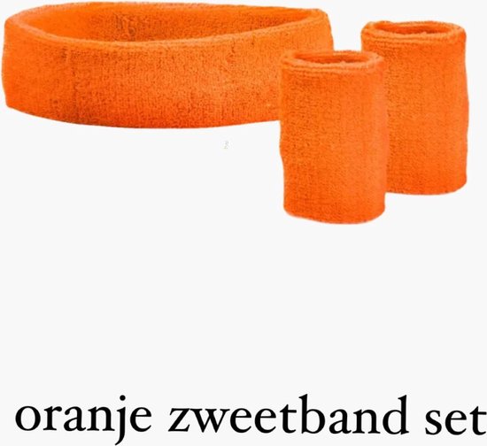 Neon zweetband hoofd en pols oranje kopen