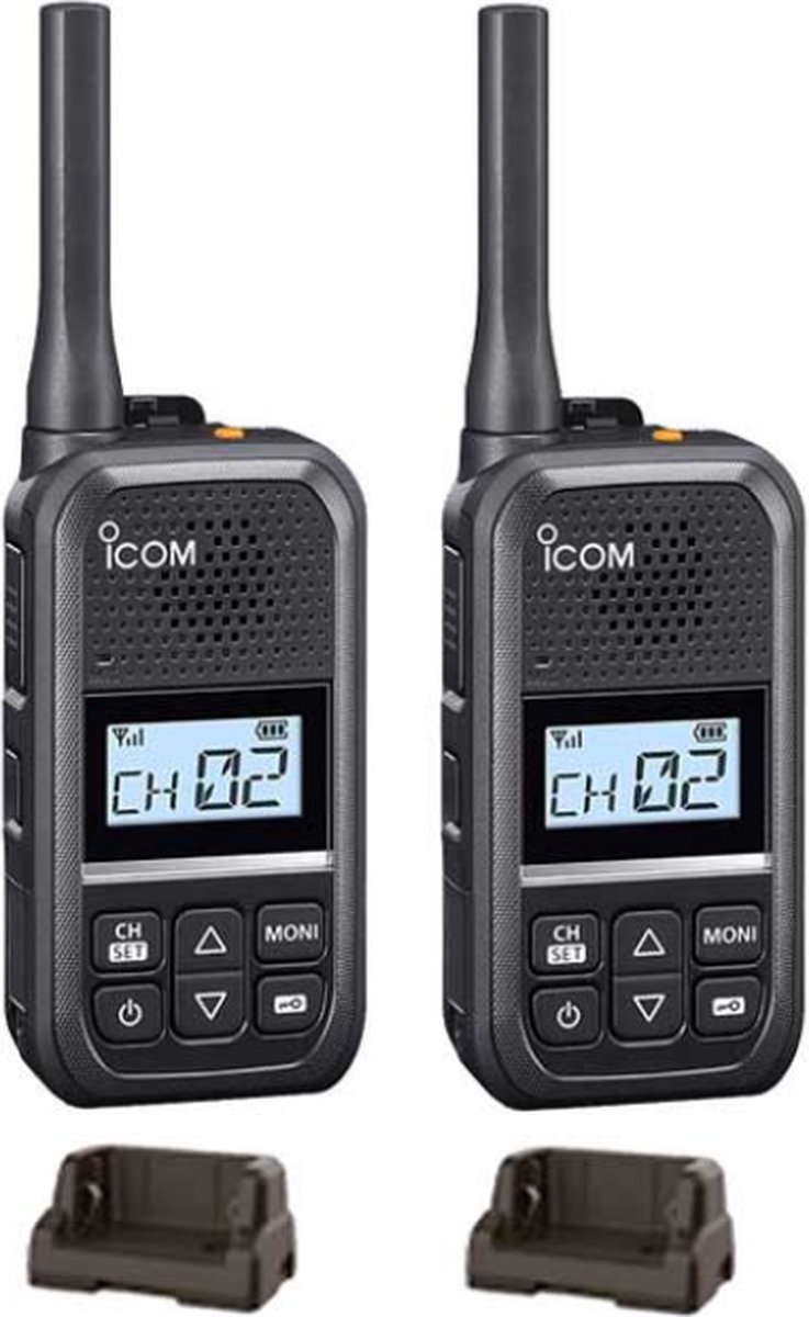 Set van 2 Icom IC-U20SR IP54 mini Portofoon met tafel lader