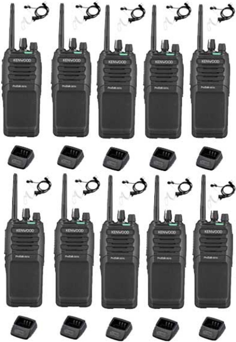 Set van 10 Kenwood TK-3701D met beveiliging oortje en tafelladers