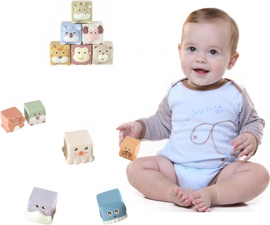 Zachte bouwblokken voor baby's en kinderen 12 stuks - badspeelgoed - stapelblokken - speelgoed 1 jaar - speelgoed 2 jaar van Toddys by Siku — afbeelding 2